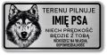 Tabliczka ostrzegawcza - Uwaga pies HUSKY z imieniem