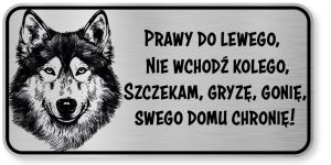 Tabliczka ostrzegawcza - Uwaga pies HUSKY śmieszna