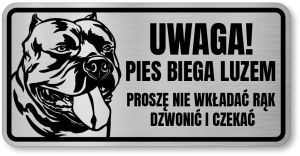 Tabliczka ostrzegawcza - Uwaga pies AMERICAN BULLY