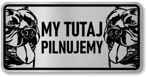 Tabliczka ostrzegawcza - Uwaga pies AMERICAN BULLY 2 psy