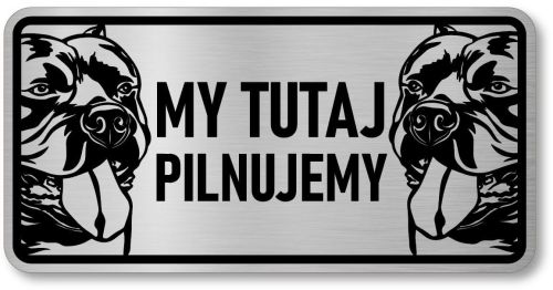 Tabliczka ostrzegawcza - Uwaga pies AMERICAN BULLY 2 psy