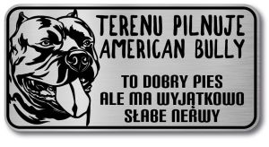 Tabliczka ostrzegawcza - Uwaga pies AMERICAN BULLY