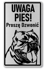 Tabliczka ostrzegawcza - Uwaga pies AMERICAN BULLY