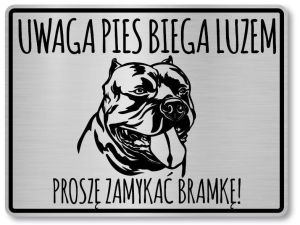 Tabliczka ostrzegawcza - Uwaga pies AMERICAN BULLY