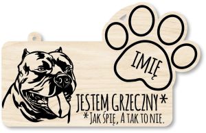 Drewniana tabliczka dekoracyjna AMERICAN BULLY z imieniem