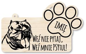 Drewniana tabliczka dekoracyjna AMERICAN BULLY z imieniem