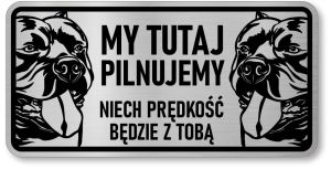 Tabliczka ostrzegawcza - Uwaga pies American Bully  2 psy
