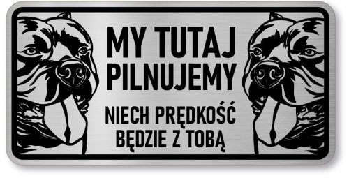 Tabliczka ostrzegawcza - Uwaga pies American Bully  2 psy
