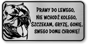 Tabliczka ostrzegawcza - Uwaga pies American Bully  śmieszna
