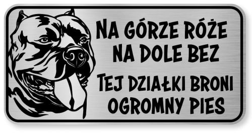 Tabliczka ostrzegawcza - Uwaga pies American Bully  śmieszna
