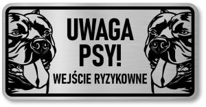 Tabliczka ostrzegawcza - Uwaga pies American Bully  2 psy