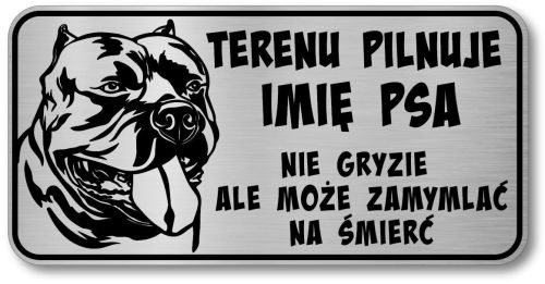 Tabliczka ostrzegawcza - Uwaga pies American Bully śmieszna