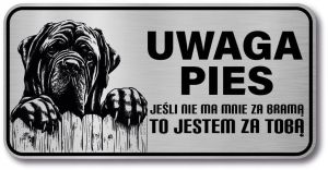 Uwaga pies Tabliczka Mastif