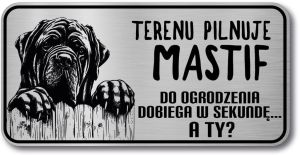 Uwaga pies Tabliczka Mastif śmieszna