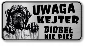 Tabliczka uwaga pies Mastif Kejter