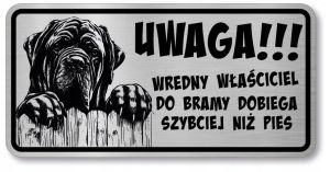 Tabliczka uwaga pies Mastif