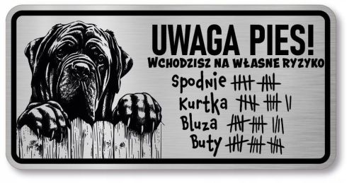 Tabliczka uwaga pies Mastif