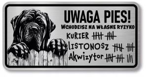 Tabliczka uwaga pies Mastif