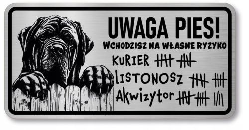 Tabliczka uwaga pies Mastif
