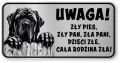Uwaga pies Tabliczka Mastif