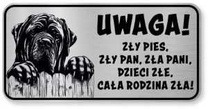 Uwaga pies Tabliczka Mastif