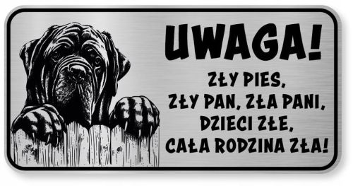 Uwaga pies Tabliczka Mastif
