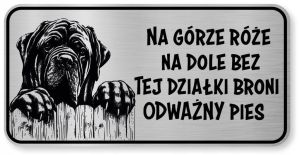 Uwaga pies Tabliczka Mastif śmieszna