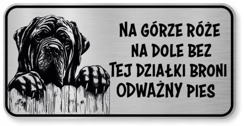 Uwaga pies Tabliczka Mastif śmieszna