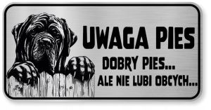 Uwaga pies Tabliczka Mastif śmieszna
