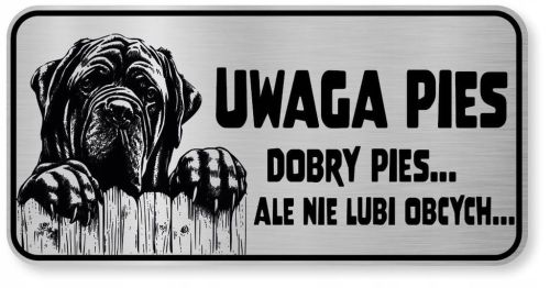 Uwaga pies Tabliczka Mastif śmieszna