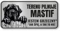 Uwaga pies Tabliczka Mastif śmieszna