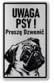 Tabliczka ostrzegawcza - Uwaga pies MOPS 2 psy