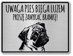 Tabliczka ostrzegawcza - Uwaga pies MOPS