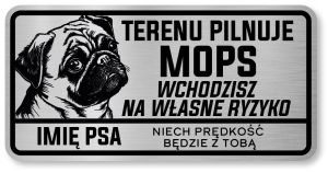 Tabliczka ostrzegawcza - Uwaga pies MOPS