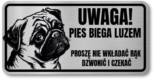 Tabliczka ostrzegawcza - Uwaga pies MOPS