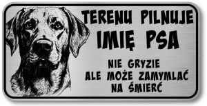 Uwaga pies tabliczka 20x10 Labrador