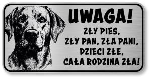 Uwaga pies tabliczka 20x10 Labrador