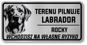 Uwaga pies tabliczka 20x10 Labrador