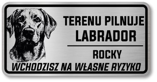 Uwaga pies tabliczka 20x10 Labrador