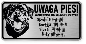 Uwaga pies tabliczka 20x10 Rottweiler Śmieszna
