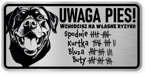 Uwaga pies tabliczka 20x10 Rottweiler Śmieszna