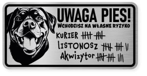 Uwaga pies tabliczka 20x10 Rottweiler