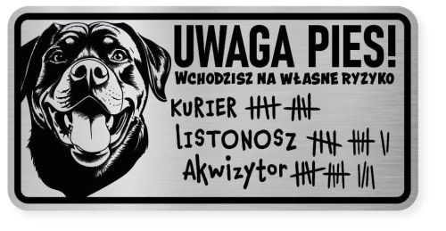 Uwaga pies tabliczka 20x10 Rottweiler