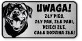 Uwaga pies tabliczka 20x10 Rottweiler