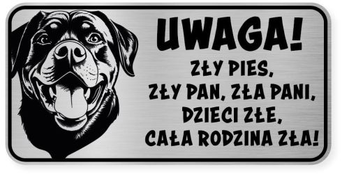 Uwaga pies tabliczka 20x10 Rottweiler