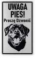 Uwaga pies tabliczka 12X20 Rottweiler
