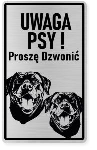 Uwaga pies tabliczka 12X20 Rottweiler
