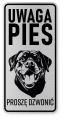 Uwaga pies tabliczka 10X20 Rottweiler