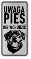 Uwaga pies tabliczka 10X20 Rottweiler