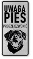 Uwaga pies tabliczka 10X20 Rottweiler